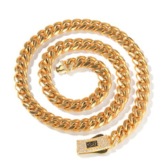 Hip-hop diamond-encrusted clasp smooth Cuban chain