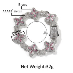 Hip-hop zircon colored infinite four-leaf clover bracelet