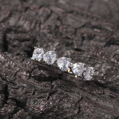 Hip-hop single-row heart-shaped zircon rings