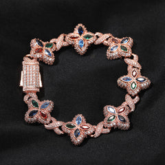 Hip-hop zircon colored infinite four-leaf clover bracelet