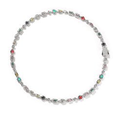 Hip-Hop Diamond-Encrusted 6mm Colored Gemstone Bracelet