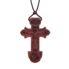 INRI red and black wood cross necklace rope chain religious
