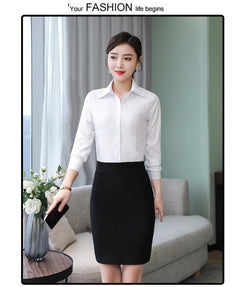 Polyester Cotton Shirts for Women Long Sleeve Blouse