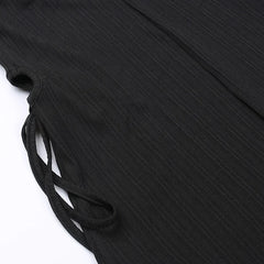 Knitted Long Sleeve Slim Mini Fairycore Slash Neck Dress