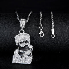 Hip Hop Fierce Shark Inlaid Zircon Pendant Charm Trend Necklace