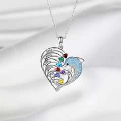 Delicate Dolphin 2-8 Name Necklace Customized Heart Pendant