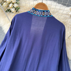 Retro Embroidery Sun Protection Shirt  Chiffon Long Streetwear