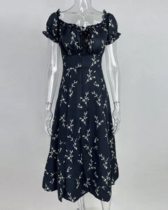 Summer Floral Off Shoulder Puff Sleeve Maxi Dress