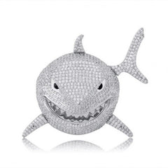 Hip Hop Fierce Shark Inlaid Zircon Pendant Charm Trend Necklace
