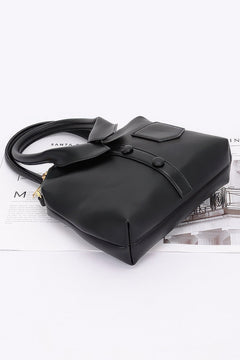 Faux Leather Shirt Style Top Handle Bag