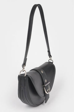 Faux Leather Buckle Shoulder Bag