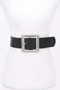 Hammered Metal Buckle Stretch Belt