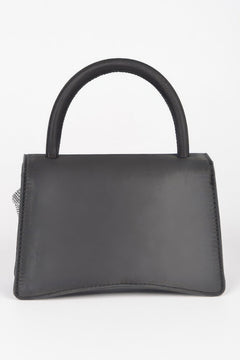 Faux Leather Rhinestone Hot Fix Flower Bag