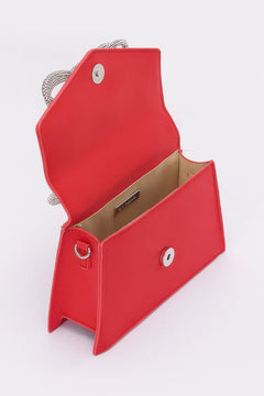Rhinestone Ribbon Handle Flap Bag