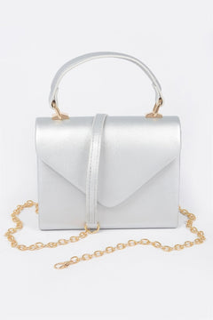 Faux Leather Simple Handle Clutch