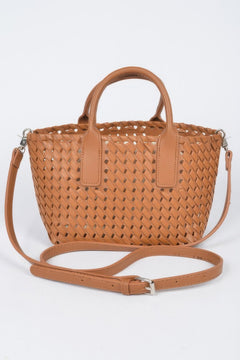 Faux Leather Braided Tote Bag