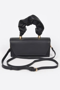 Simple Flap Clutch W/wrinkled Handle