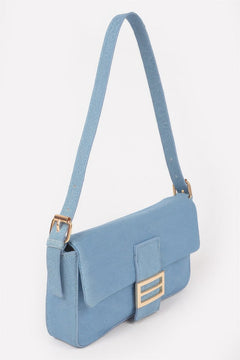 Denim Metal Buckle Shoulder Bag