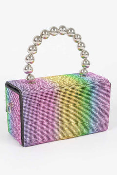 Rhinestone Ball Chain Handle Bag