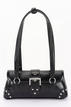 Vegan Leather Metal Studded Shoulder Bag