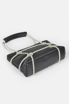 Rhinestone Strap Zip Clutch Bag