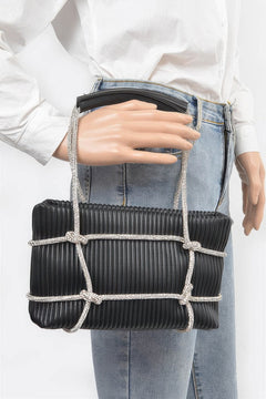 Rhinestone Strap Zip Clutch Bag