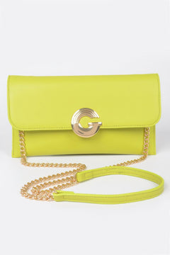 Faux Leather G Buckle Clutch