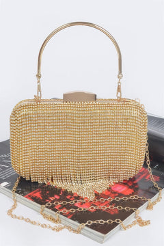 Rhinestone Fringe Hard Clutch