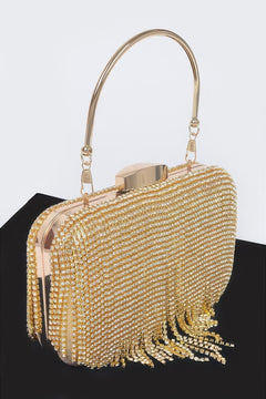 Rhinestone Fringe Hard Clutch