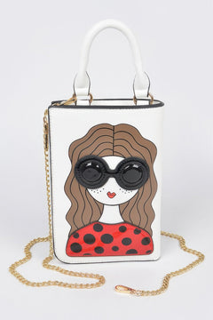 Character Printed Cross Chain Body Strap Bag