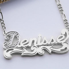 nowadaysfashion Name Necklace Double Name Plate Nameplate Necklace Custom Nameplate