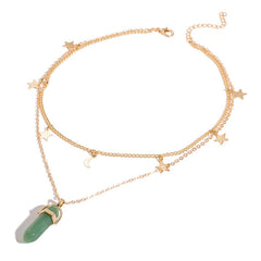 nowadaysfashion Crystals Necklace Bohemian Hexagon Opal Pendant Necklace