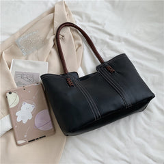 Fashion Women PU Leather Solid Color Shoulder Shopping Bag